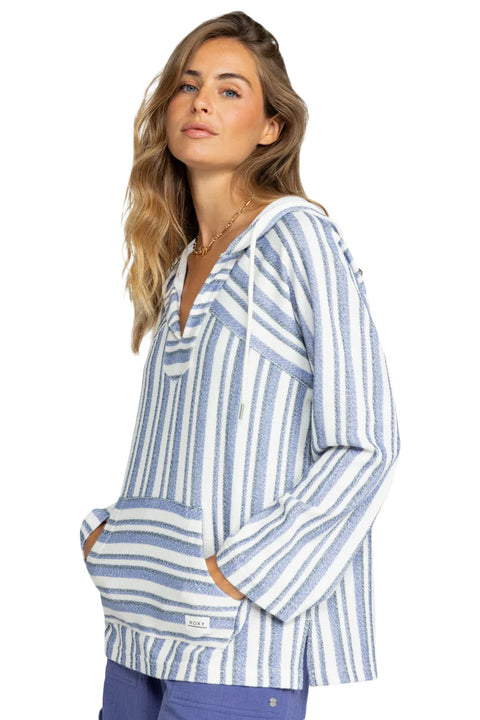 Roxy Wild And Free Poncho Hoodie - Bijou Silk Caye Stripe- Side