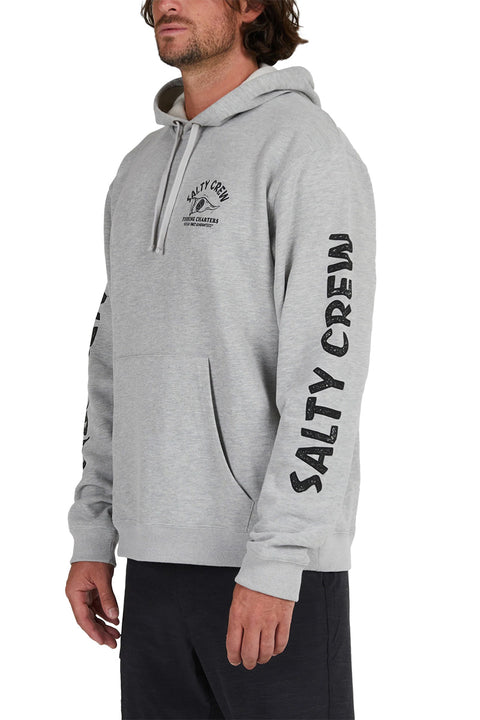 Salty Crew Fishing Charters Hooded Fleece - Heather Grey - Side
