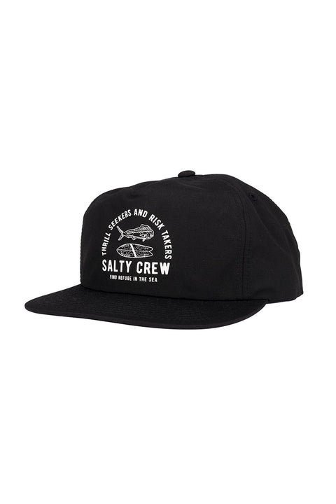 Salty Crew Lateral Line 5 Panel Hat - Black | Moment Surf Company