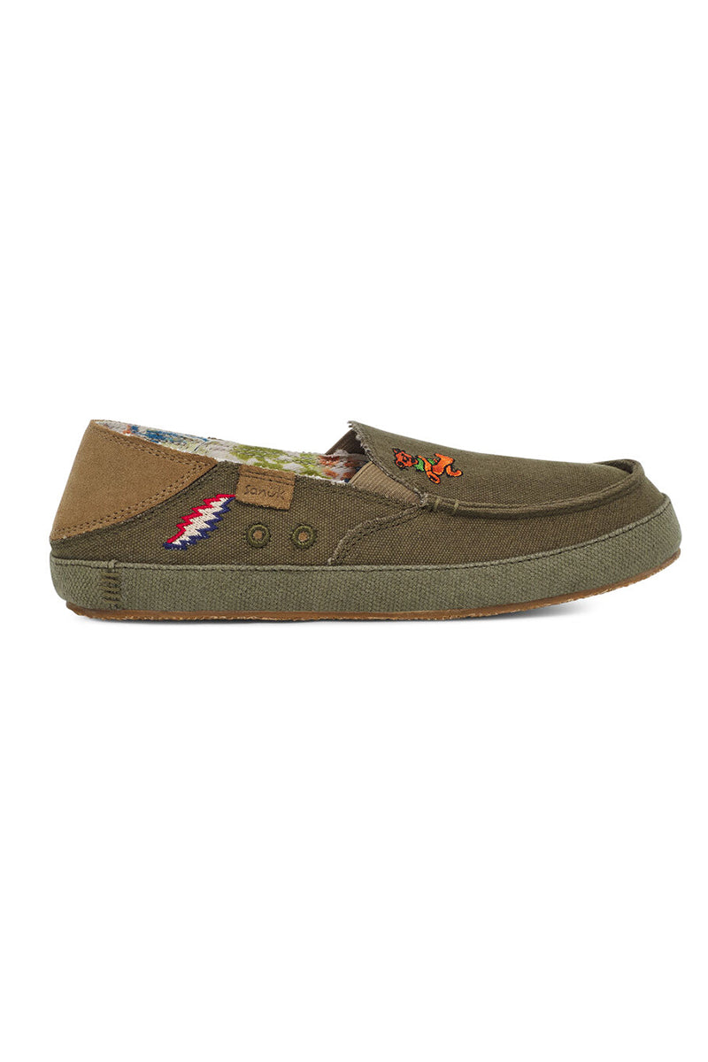 Sanuk Women's Twinny ST X Grateful Dead Sidewalk Surfers - Olive