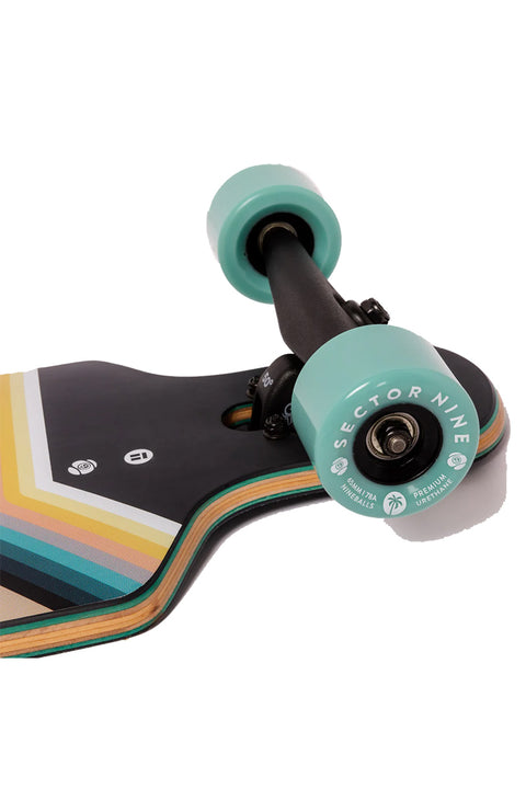 Sector 9 Bintang Bend Complete Skateboard- Close up on wheels 2