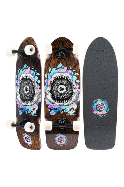 Sector 9 Fat Wave Fossil Complete Skateboard- Three views of skateboard