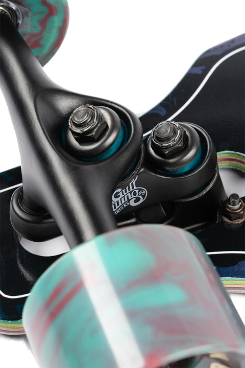 Sector 9 Fractal Shave Ice Complete Skateboard- Close up on the trucks