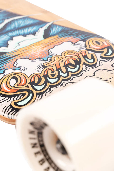 Sector 9 Lookout Take Off Complete Skateboard- Close up on logo