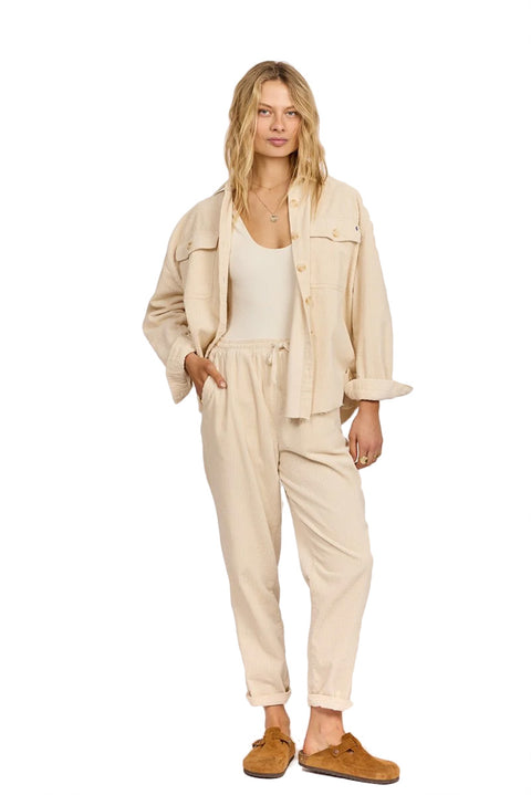 SisstrEvolution After Hours Cord Shacket - Sea Salt- Front