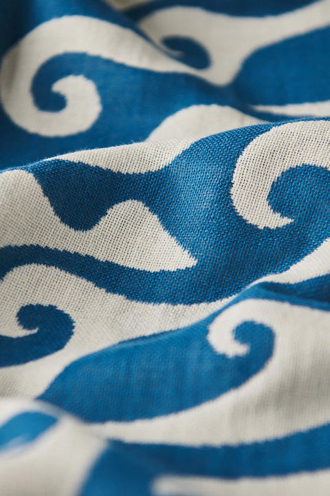 Slowtide Bailey Driftweave Turkish Towel - Salt Water- Close up of print