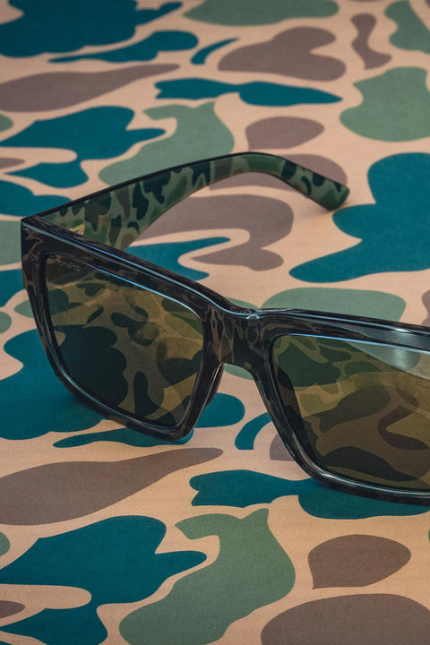 Smith Lineup Sunglasses - HFF - Duck Camo / ChromaPop Polarized Gray Green- camo background with glasses