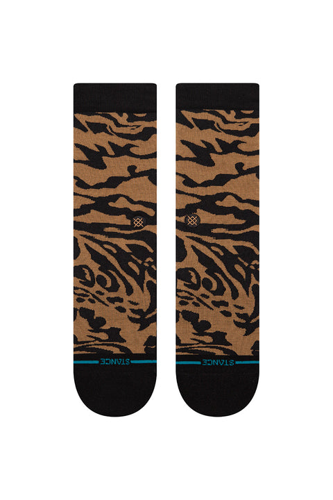 Stance Animalistic Crew Socks - Black / Brown- Front view