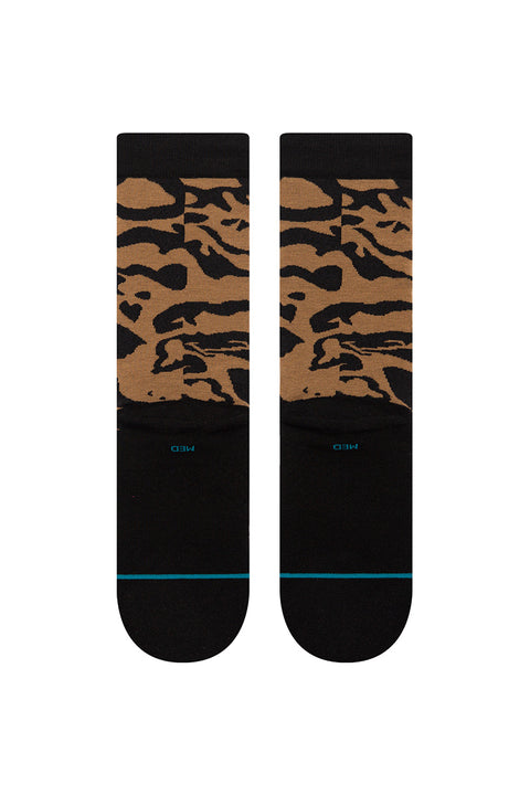 Stance Animalistic Crew Socks - Black / Brown | Moment Surf Company