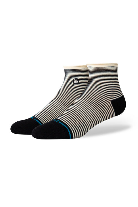 Stance Cotton Quarter Socks - Skelter - Black- Side view on feet
