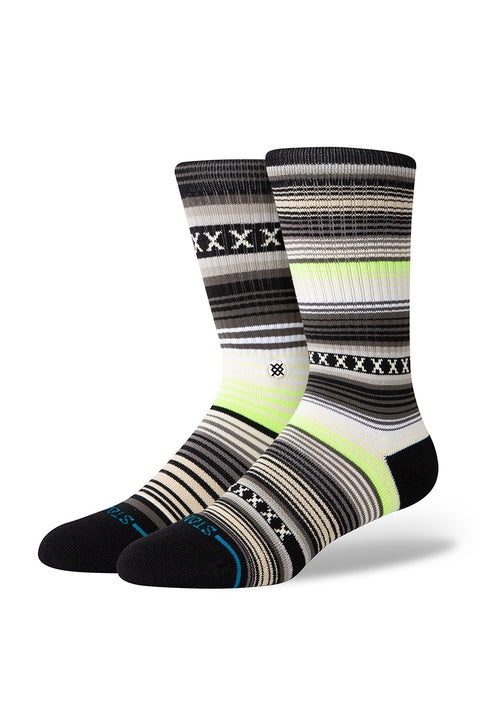 Stance Curren Crew Socks - Green- Side view on feet