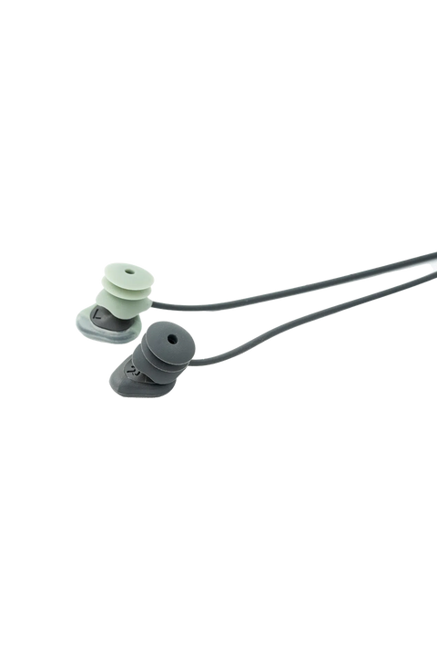 SurfEars 4.0 Ear Plugs - Black / Sage-plugs with cord stretched out