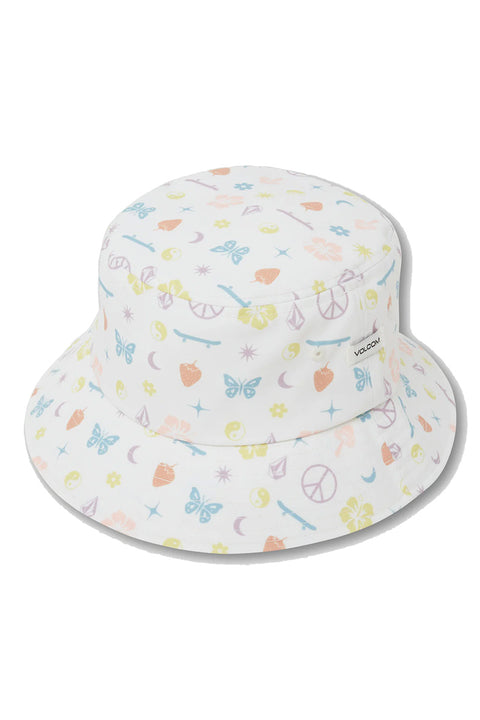 Volcom Girls Stickerbook Bucket Hat - Star White