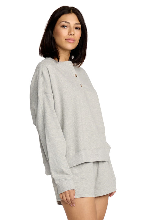 Volcom Lived In Fleece Henley - Heather Grey- Side
