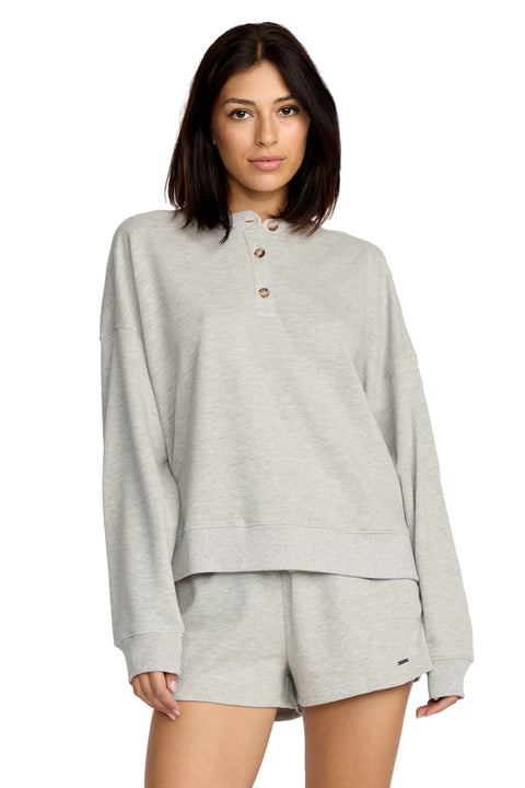 Volcom Lived In Fleece Henley - Heather Grey- Front