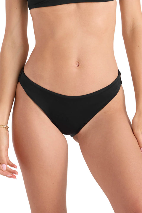 Volcom Simply Seamless Midrise Skimpy Bikini Bottom - Black- Front