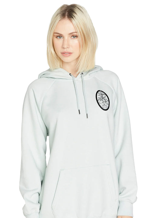 Volcom Truly Stoked Boyfriend Pullover - Chlorine- Close up of front view