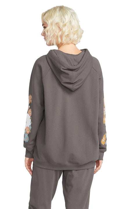 Volcom Truly Stoked Boyfriend Pullover Hoodie - Slate Grey - Back