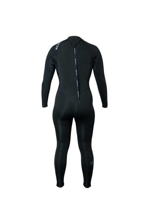 Xcel Women's Axis 5/4mm Back Zip Full Wetsuit - Black / Palm Monstera Print- Back