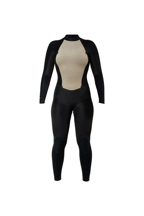 Xcel Women's Axis 5/4mm Back Zip Full Wetsuit - Black / Palm Monstera Print- Inside out front