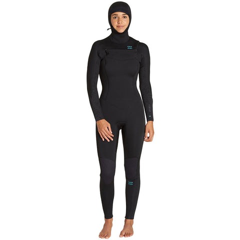 Billabong Women's Furnace Synergy 5/4 Hooded Chest Zip Wetsuit - Black