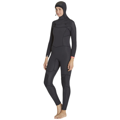 Billabong Women's Synergy 5/4 Hooded Wetsuit - Black Sands / Pink
