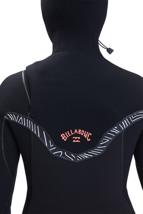 Billabong Women's Furnace 5/4 Chest Zip Hooded Wetsuit - Midnight Trails - Back Detail