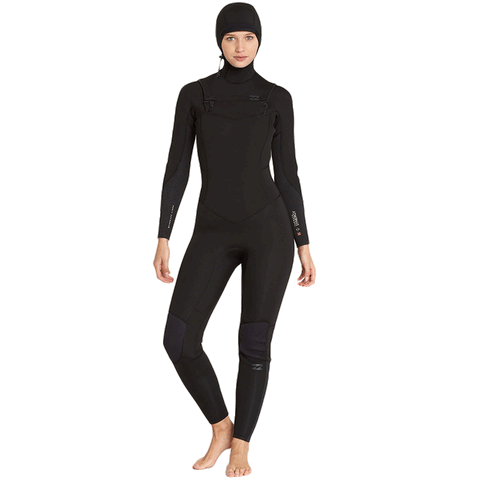 Sale Billabong Women's Furnace Synergy 5/4 Hooded Wetsuit - Black