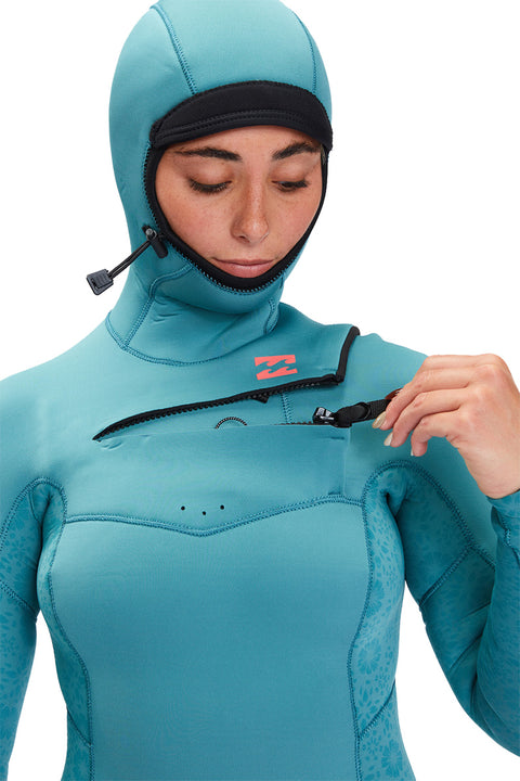 Billabong Women's Synergy 5/4 Hooded Chest Zip Wetsuit - Marine - Chest Zip