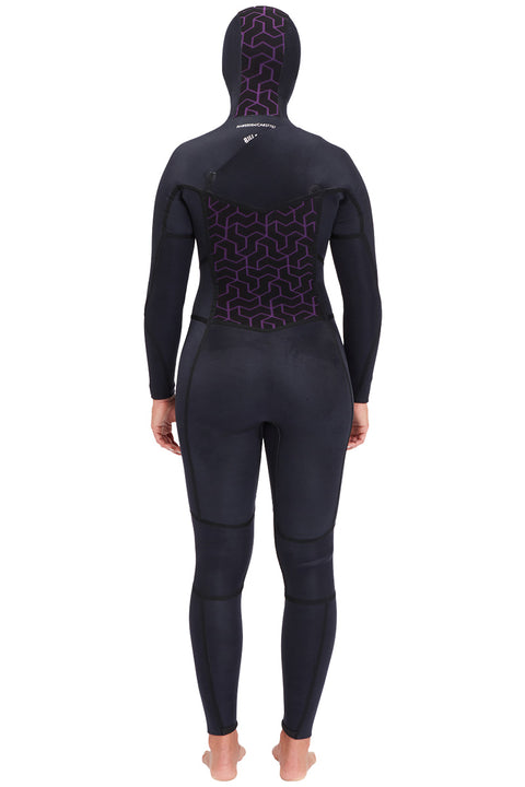 Billabong Women's Synergy 5/4 Hooded Chest Zip Wetsuit - Marine - Inside Out Back