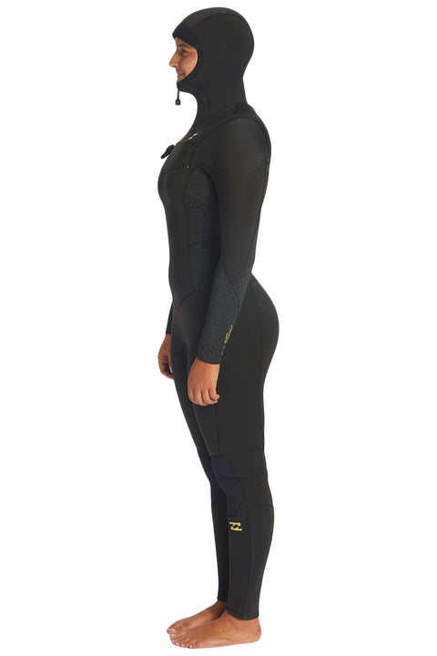 Billabong Women's Synergy 5/4 Hooded Chest Zip Wetsuit - Wild Black - Side
