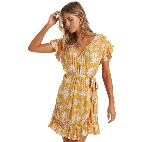 Billabong Wrap And Roll Dress - Bright Gold