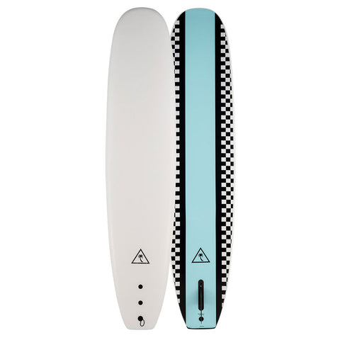 Catch Surf Heritage 8'6" Noserider Single Fin Surfboard - White / Light blue