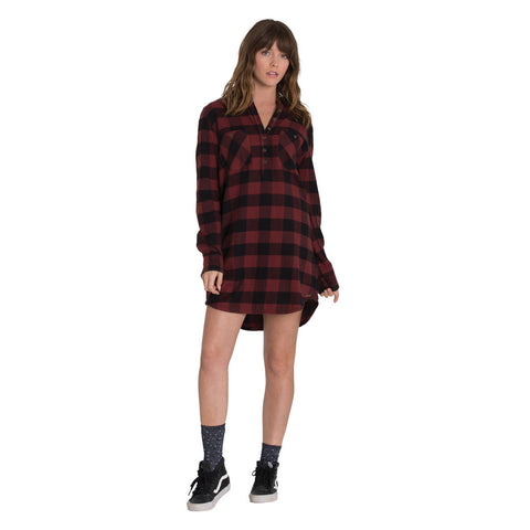 Element Teddy Flannel Dress - Stable Brown