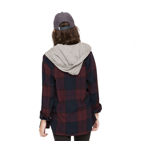 Element Worn Hooded Flannel - Napa Red