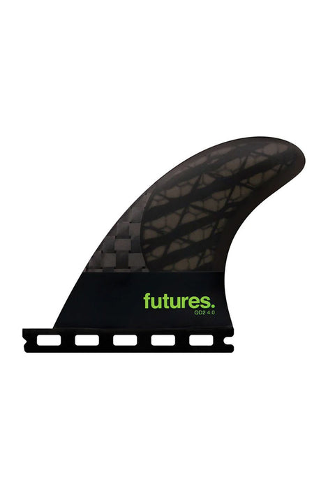 Futures Fins QD2 4.0 Blackstix 3.0 Quad Rear Fin Set - Smoke / Black / Light Green