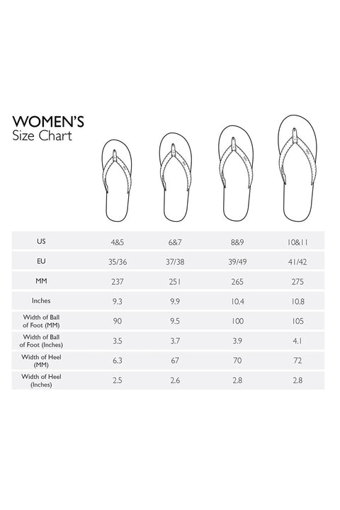 Indosole Women's ESSNTLS Flip Flops - Leaf-Size Chart