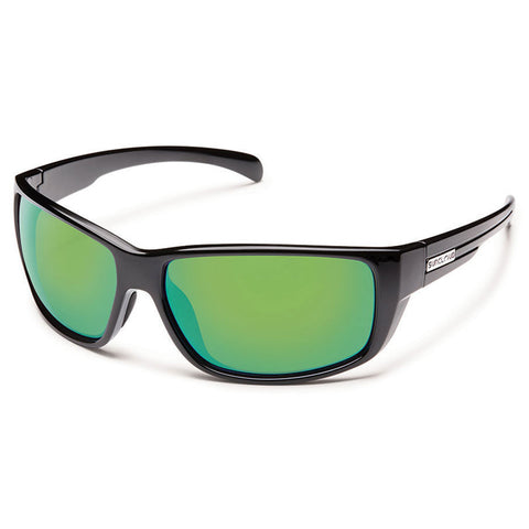 Suncloud Milestone Sunglasses - Black / Green Mirror Polar