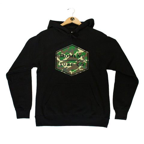 Moment Boxed Logo Pullover Hoodie - Black / Camo