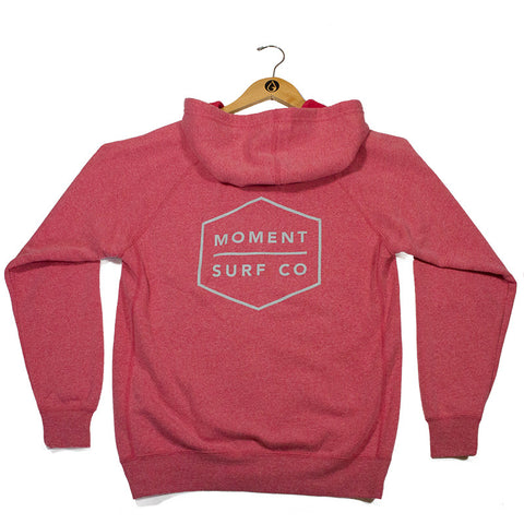 Moment Boxed Logo Zip Hoodie - Pomegranate