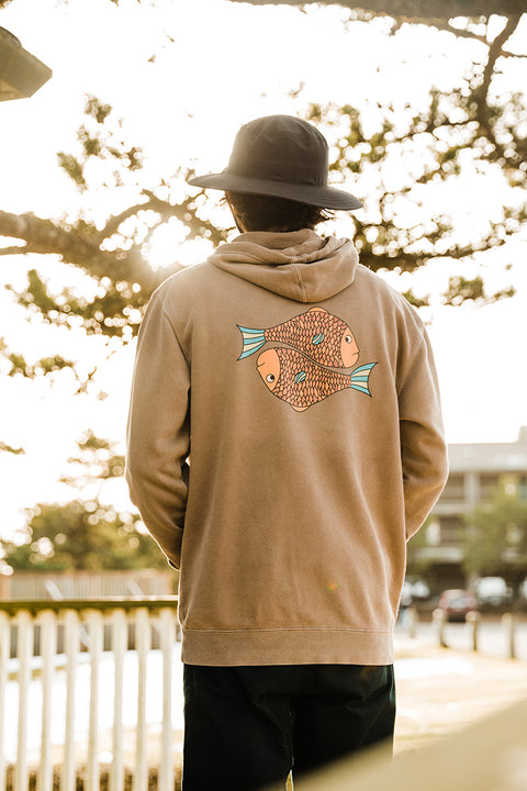 Moment Funky Fish Long Pullover Hoodie - Earth - Back Full Model 2