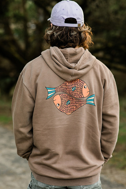 Moment Funky Fish Long Pullover Hoodie - Earth - Back