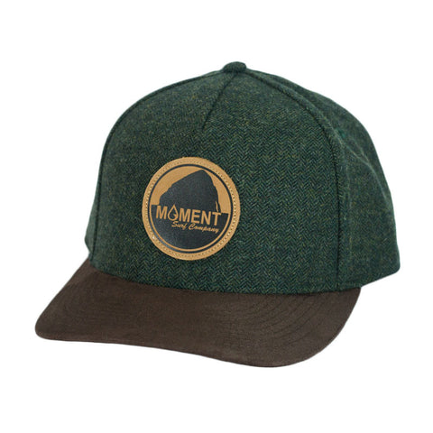 Moment Bright Leather Patch Rock Herringbone Hat - Forest Green
