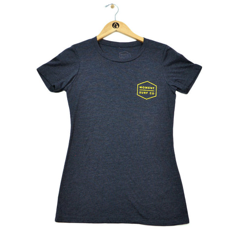 Moment Women's Boxed Logo Tee - Charcoal / Gold