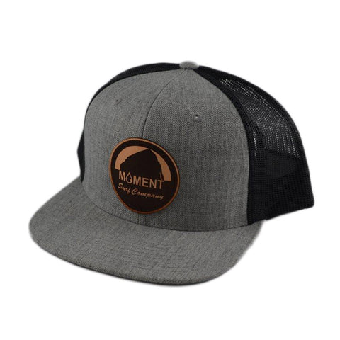 Moment Bright Leather Patch Rock Hat Flat Bill - Charcoal / Black
