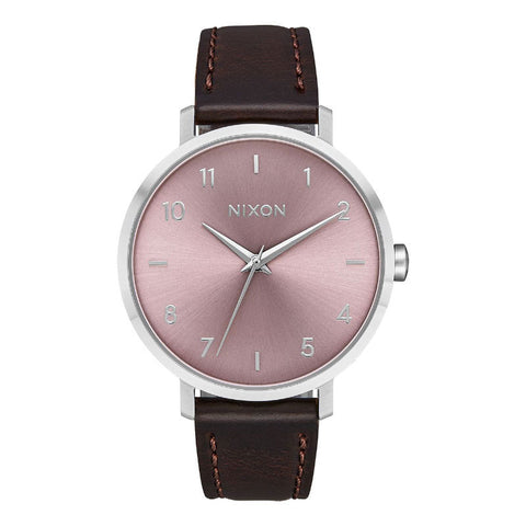 Nixon Arrow Leather Watch - Silver / Pale Lavender