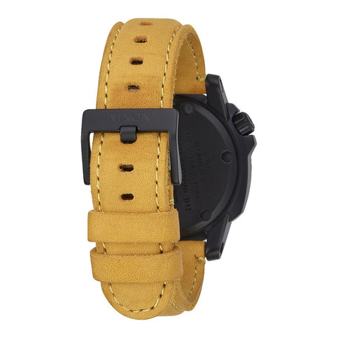 Nixon Ranger Leather Watch - All Black / Goldenrod