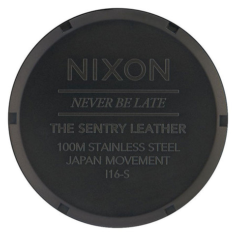 Nixon Sentry Leather Watch - All Black / Brown / Brass