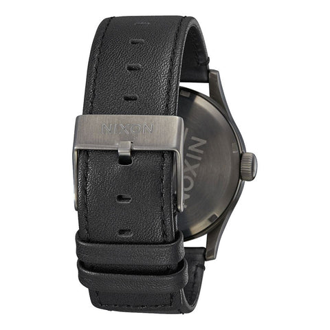 Nixon Sentry Leather Watch - Gunmetal Black