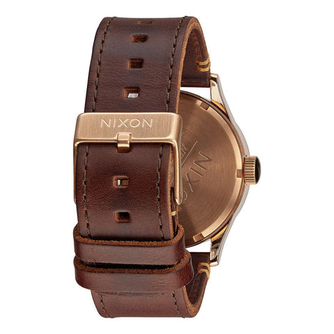 Nixon Sentry Leather Watch - Rose Gold / Gunmetal / Brown